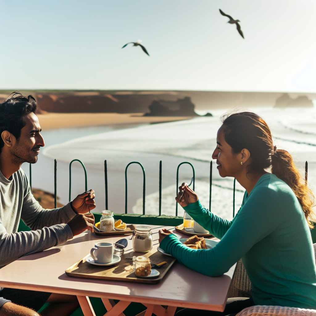 Couple enjoying mindful breakfast