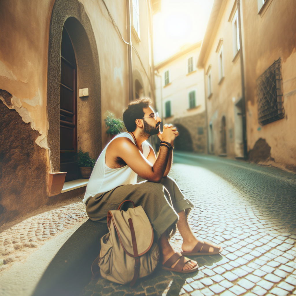 Solo traveler walking mindfully